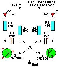2 LED flasher schematic