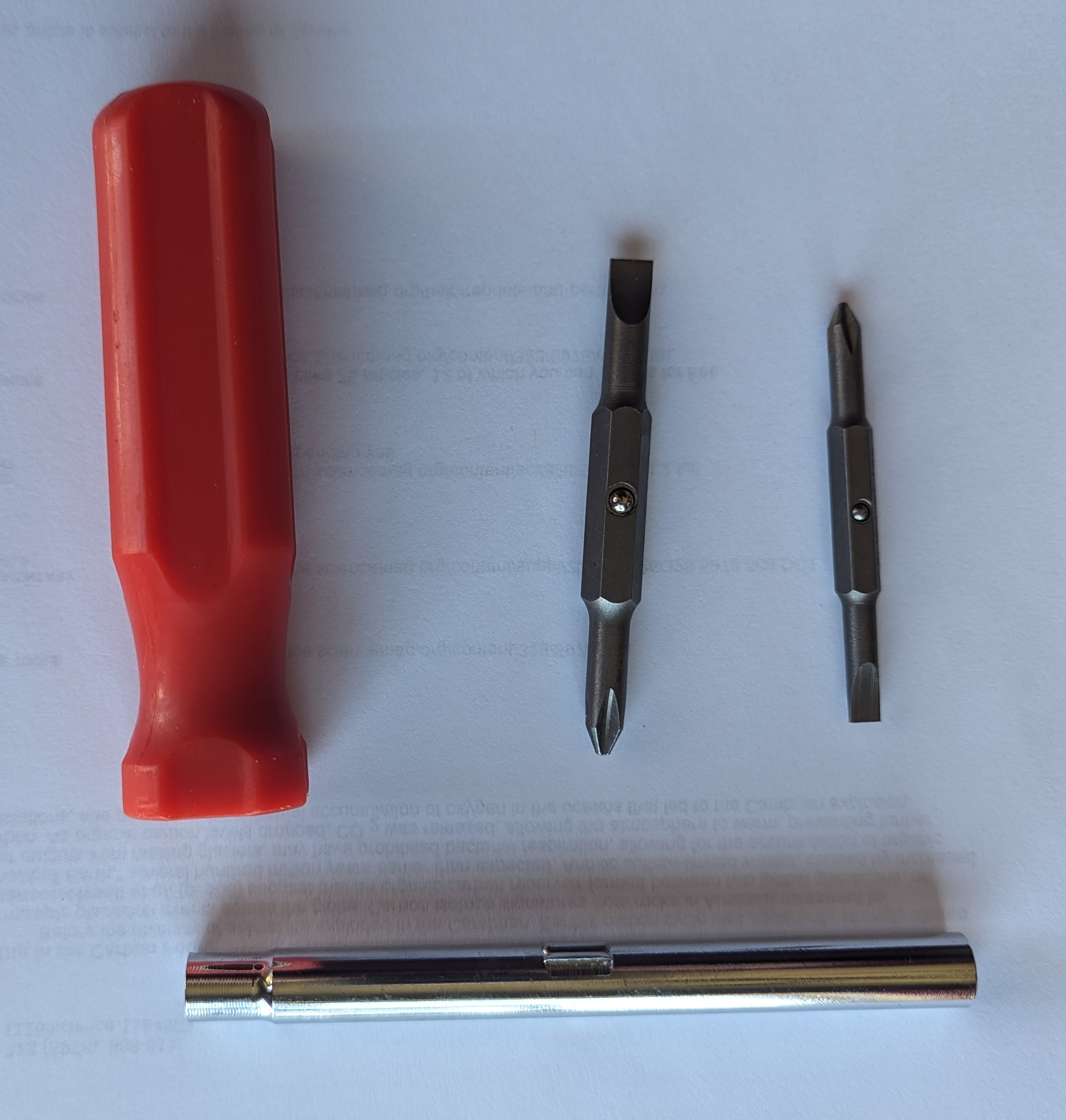 6-in-1 screwdriver disassembled