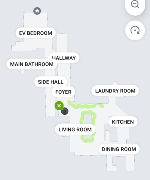roomba map indicating where Dobby got wedged