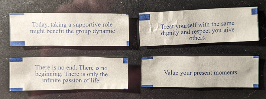 4 fortune cookie slips